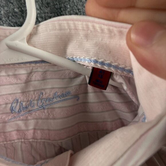 Robert Graham Button Up Shirt Cotton Pink Striped 16 Textured Floral Intricate - Picture 9 of 16